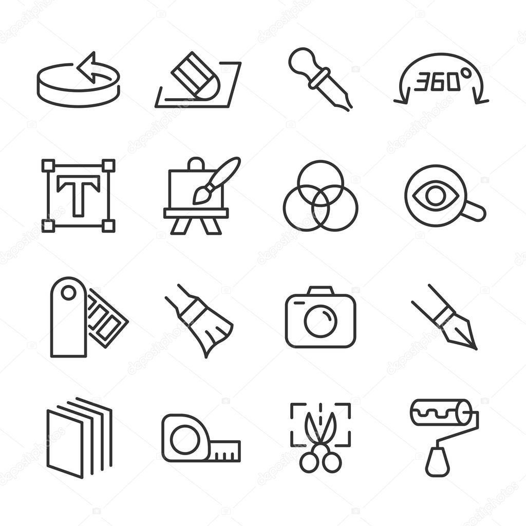 Vector icons set of design and creativity