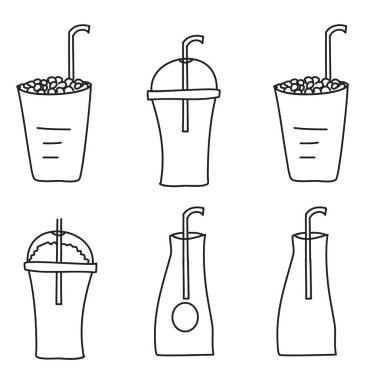 El çizilmiş buz içecek ve meyve suyu vektör.