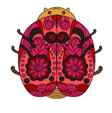 boyama kitabı için doodle uğur böceği ve çiçek görüntü