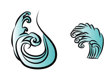 Japon dalga vektörü, Dalga dövme, beyaz arka plan üzerinde hasta ve dövme tasarımı için asya dalga.