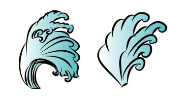 Japon dalga vektörü, Dalga dövme, beyaz arka plan üzerinde hasta ve dövme tasarımı için asya dalga.