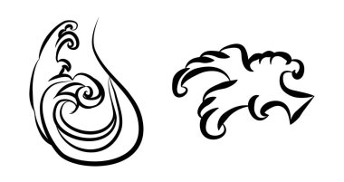 Japon dalga vektörü, Dalga dövme, beyaz arka plan üzerinde hasta ve dövme tasarımı için asya dalga.