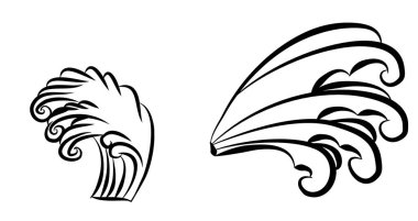 Japon dalga vektörü, Dalga dövme, beyaz arka plan üzerinde hasta ve dövme tasarımı için asya dalga.