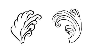 Japon dalga vektörü, Dalga dövme, beyaz arka plan üzerinde hasta ve dövme tasarımı için asya dalga.