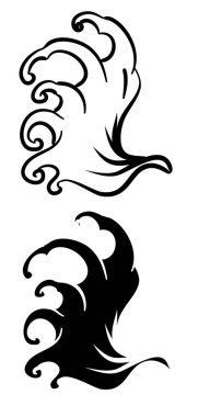 Japon dalga vektörü, Dalga dövme, beyaz arka plan üzerinde hasta ve dövme tasarımı için asya dalga.