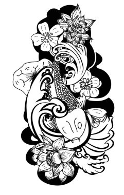 Koi Carp Japon dövme tarzı.