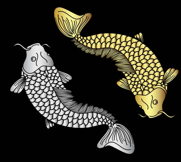 Koi Carp Giapponese Tatuaggio Style Koi Pesce Adesivo Stampa Sfondo — Vettoriale Stock