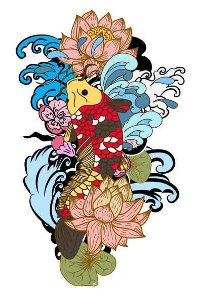 Koi Karpfen Japanischen Tattoo Style Koi Fisch Für Aufkleber Und — Stockvektor