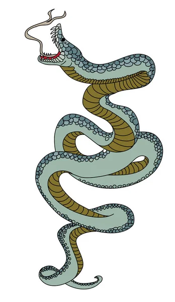 Serpente Colorato Stampa Adesivi Sfondo King Serpente Vettore Stile Del — Vettoriale Stock