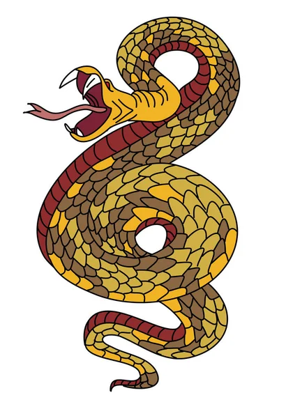 Барвиста Змія Наклеювання Наклейки Фоні Вектор Короля Змії Татуювання Або — стоковий вектор