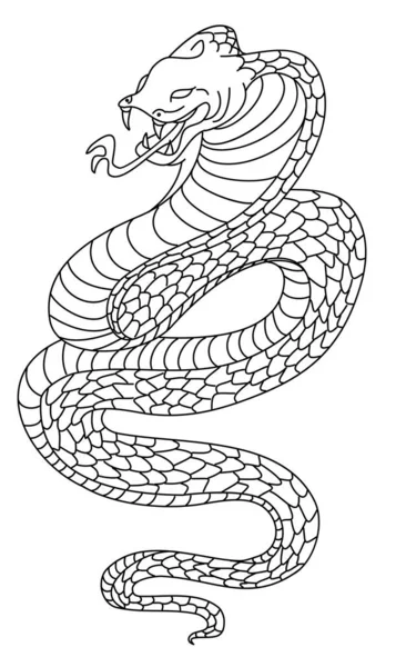 Színes Kígyó Matrica Nyomtatás Háttérben King Kígyó Vektor Tetoválás Stílus — Stock Vector