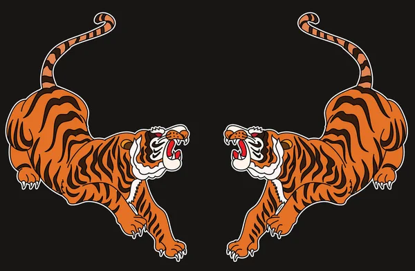 Vecteur Tigre Pour Tatouage Livre Coloriage Sur Fond Illustration Tigre — Image vectorielle