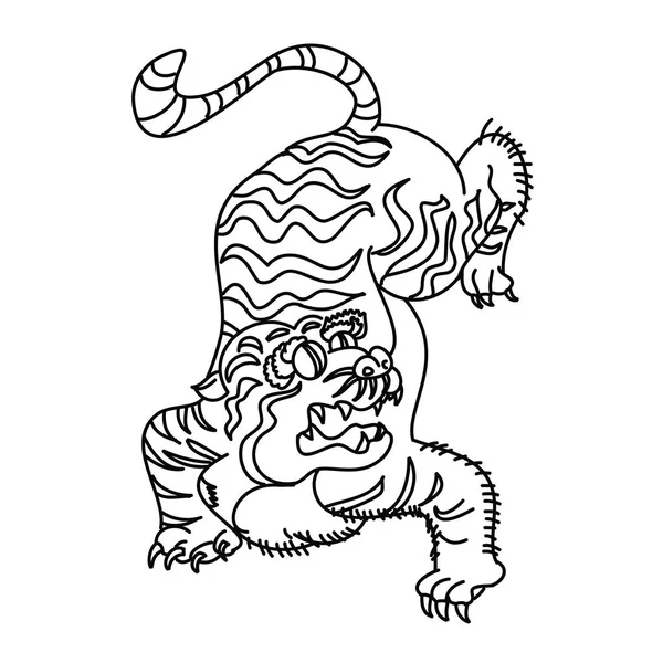 Tigre Vector Para Tatuaje Libro Para Colorear Fondo Ilustración Tigre — Archivo Imágenes Vectoriales
