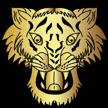 Kaplan surat etiketi vektörü. Kaplan kafası geleneksel dövmesi..