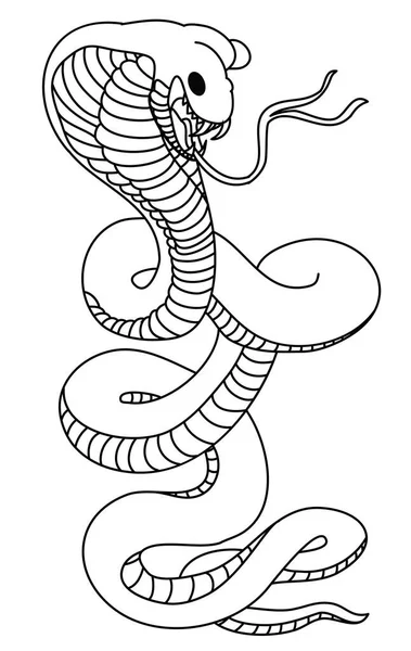 Japonská Hadí Kobra Obrys Černé Bílé Izolovat Bílém Pozadí — Stockový vektor