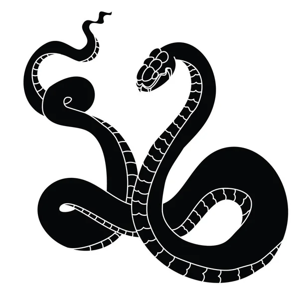 Conjunto Cobra Serpiente Japonesa Aislada Blanco Negro Sobre Fondo Blanco — Vector de stock