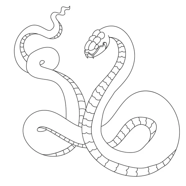 Japansk Orm Kobra Kontur Svart Och Vitt Isolat Vit Bakgrund — Stock vektor