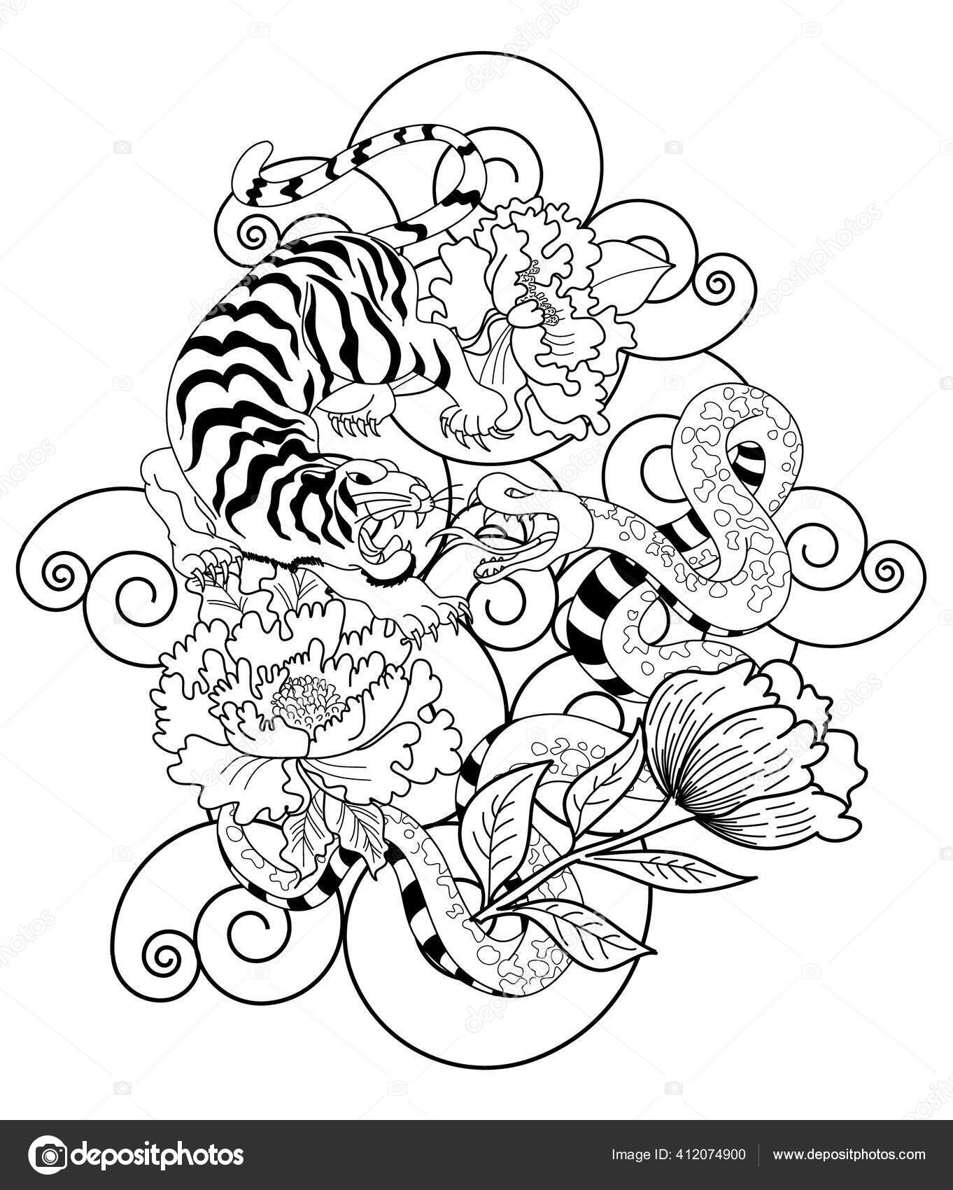 Japanese tiger tattoo Vector Art Stock Images | Depositphotos Japanese tiger tattoo Vector Art Stock Images | Depositphotos