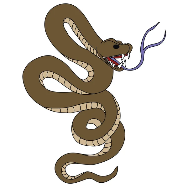 Schema Del Vettore Serpente Isolato Cobra Disegnato Mano Bianco — Vettoriale Stock