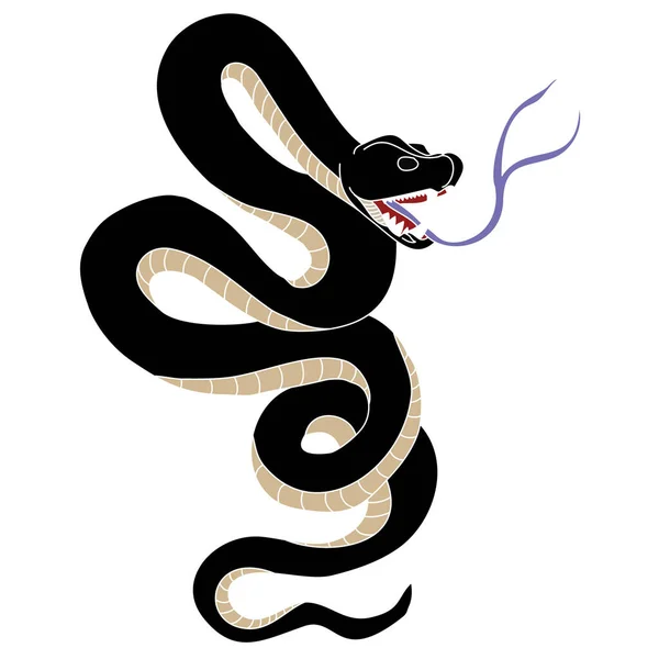 Aperçu Vecteur Serpent Isolat Cobra Dessiné Main Sur Blanc — Image vectorielle