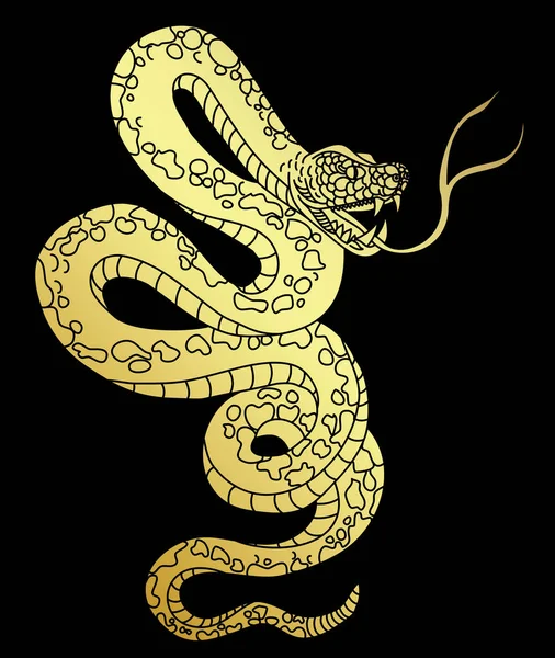 Umriss Des Schlangenvektors Handgezeichnete Kobra Isoliert Auf Weiß — Stockvektor