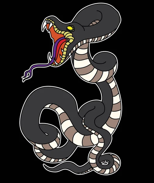 Esquema Del Vector Serpiente Aislamiento Cobra Dibujado Mano Blanco — Vector de stock