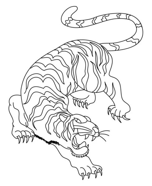 Illustration Vectorielle Tigre Isoler Sur Fond Blanc — Image vectorielle