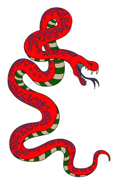 Schlangenkobra Tätowierung Handgezeichnete Chinesische Schlange Aufkleber Schlange Kobra Tätowierung Stil — Stockvektor