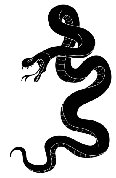 Tatouage Cobra Serpent Serpent Chinois Dessiné Main Autocollant Serpent Cobra — Image vectorielle