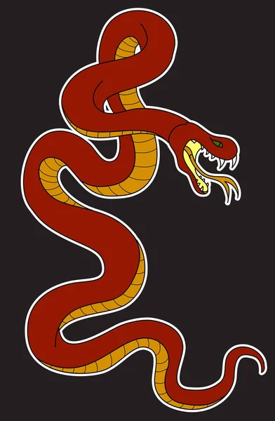 Slang Cobra Tatoeage Met Hand Getekend Chinese Slang Sticker Slang — Stockvector