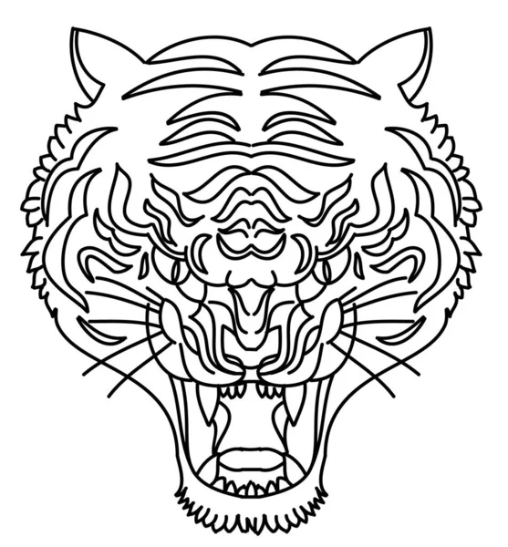 Etiqueta Engomada Cara Tigre Vector Tiger Cabeza Tatuaje Tradicional — Archivo Imágenes Vectoriales