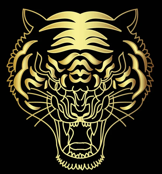 Tigris Arc Matrica Vektor Tigris Fej Hagyományos Tetoválás — Stock Vector