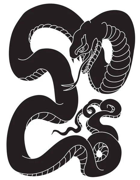 Schema Del Vettore Serpente Isolato Cobra Disegnato Mano Sfondo Bianco — Vettoriale Stock