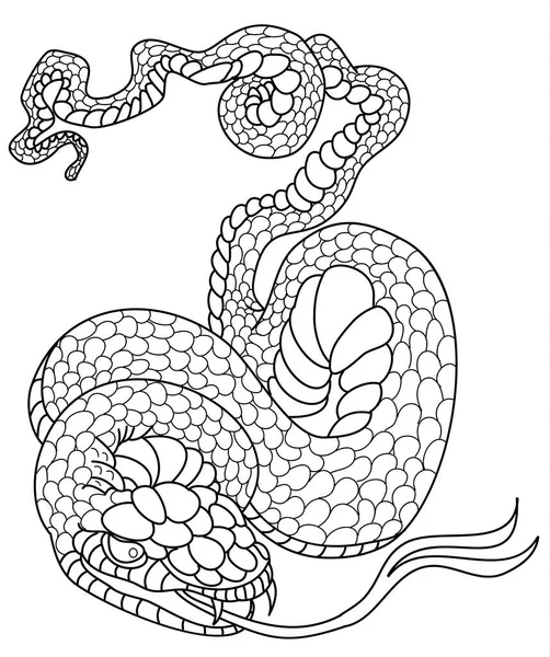Контур Вектора Змей Ручная Изоляция Кобры Белом Фоне — стоковый вектор