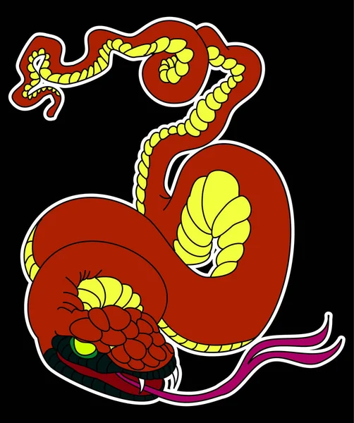 Esquema Del Vector Serpiente Aislamiento Cobra Dibujado Mano Sobre Fondo — Vector de stock