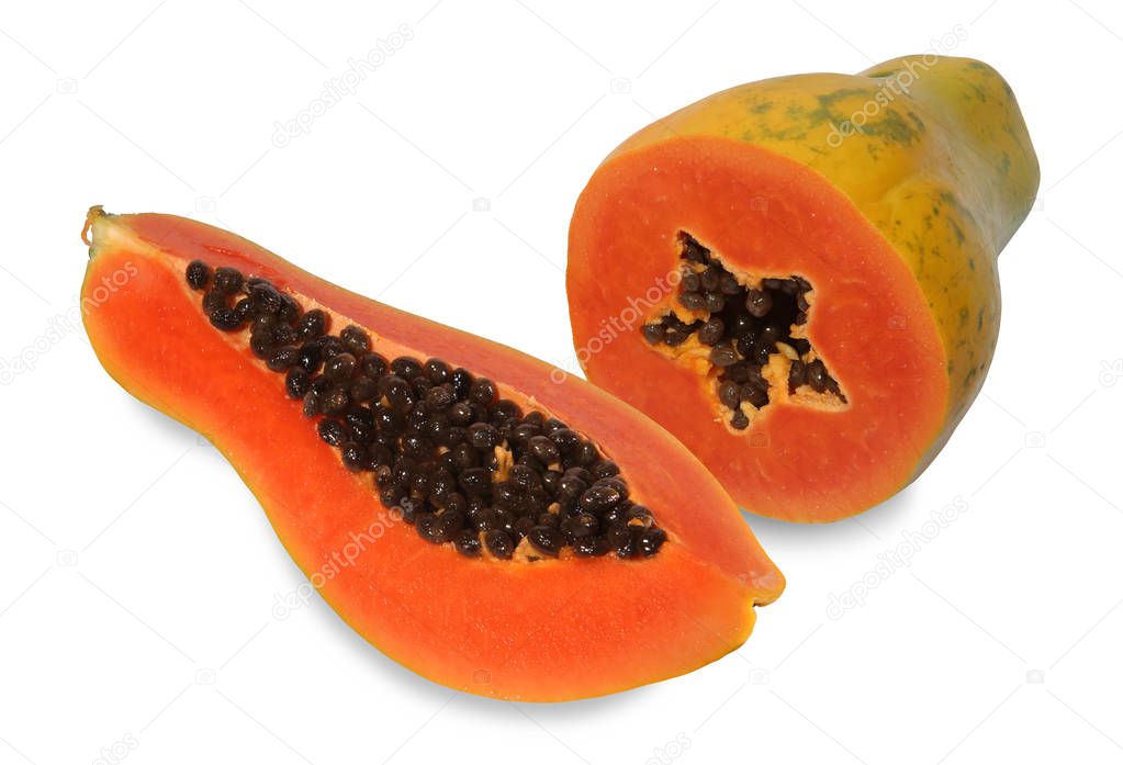 Papaya is a kind of fruit. When ripe will be yellow to orange. Simply cut the papaya in the half of the cavity. The soft juicy, sweet flesh tastes like across between peaches and melons. Papaya are rich in vitamin A and calcium.