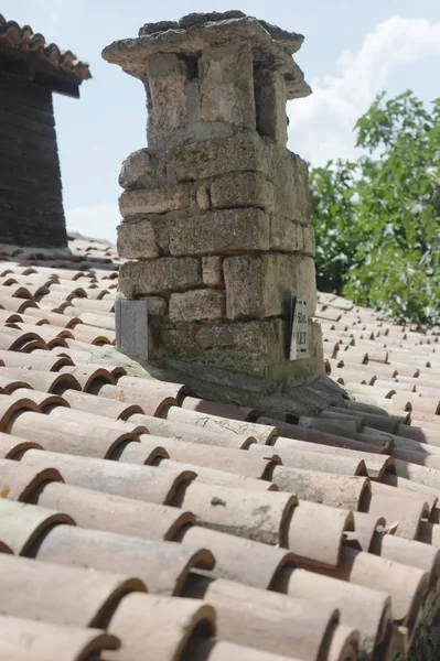 Cihlový Komín Střechu — Stock fotografie