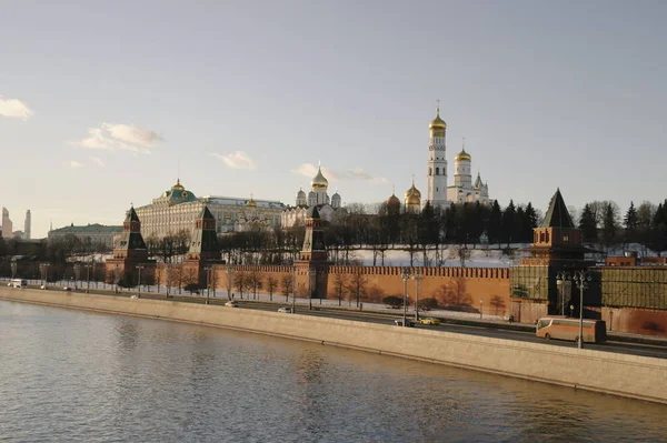 Muralha Kremlin Longo Rio Moscou — Fotografia de Stock