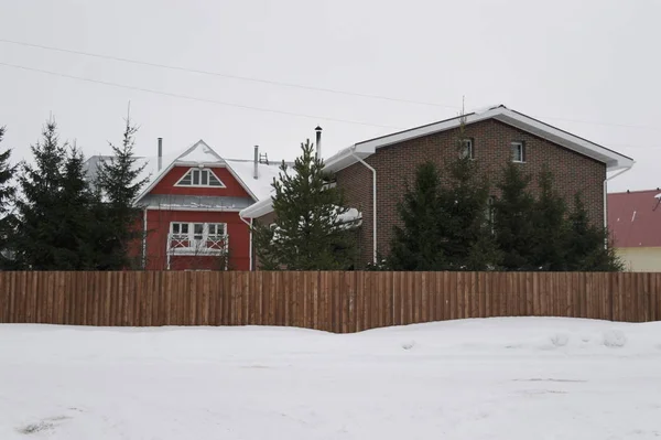 Huizen Winter Straat Het Dorp — Stockfoto