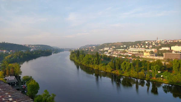 Floden Vltava Prag Sett Utifrån Vysehrad Borgen — Stockfoto
