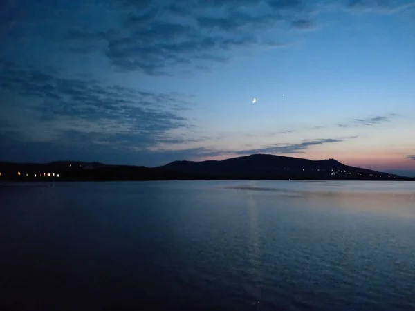 Pemandangan Malam Danau Nove Mlyny Palava — Stok Foto