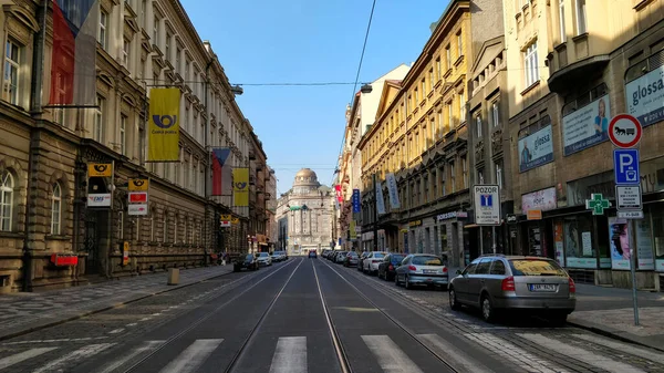 Calle Vacía Del Centro Praga Durante Cuarentena —  Fotos de Stock