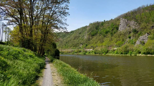 Uferweg Durch Wunderschöne Naturkulisse Des Flusses Moldau Naturschutzgebiet — Stockfoto