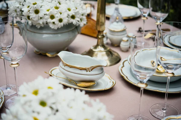 Table served for luxury dinner party