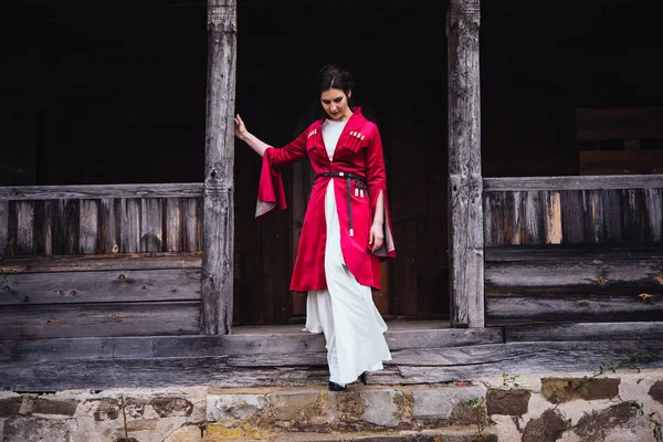 Georgian Girl Wearing Traditional Georgian Dress — Stock Photo, Image