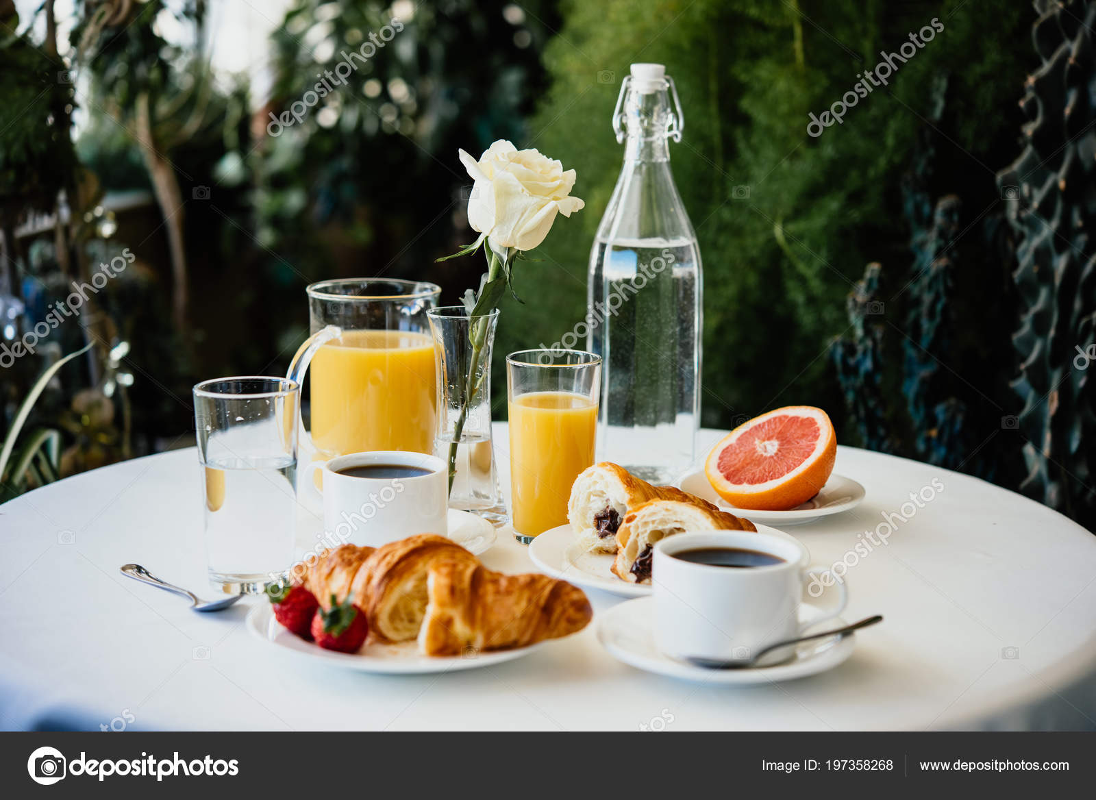 Continental Breakfast Served Garden Cafe Stock Photo