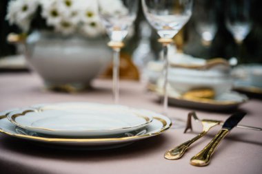 Lüks akşam yemeği partisi için hizmet tablo