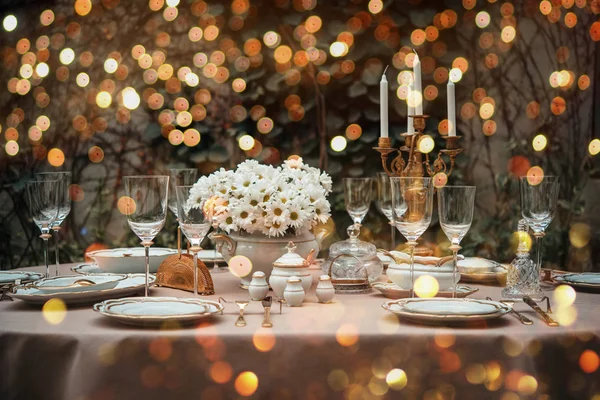 Table served for luxury dinner party