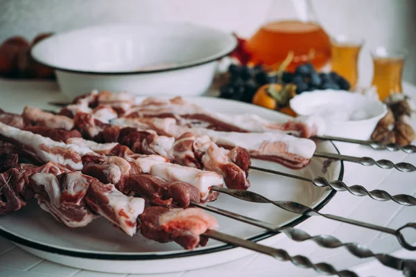 Preparando Churrasco Estilo Clássico Campo — Fotografia de Stock