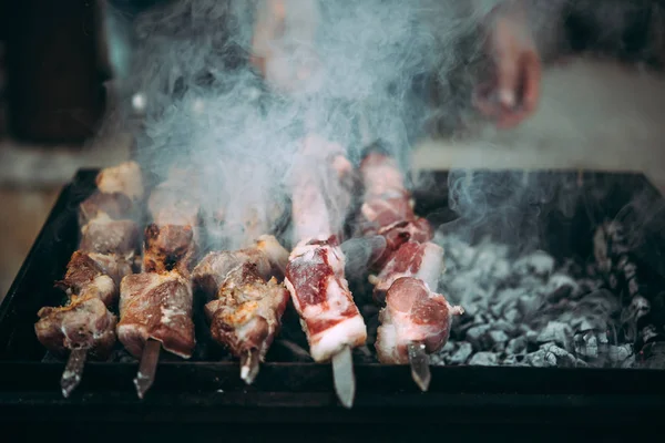 Grilling Classic Style Barbecue Countryside — Stock Photo, Image